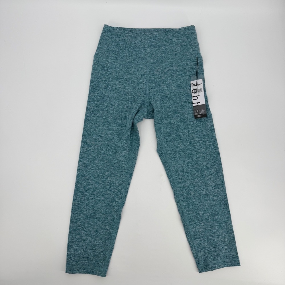 Zobha Womens H. Hydro Heathered Teal High Waisted Capri Leggings Size M NWT